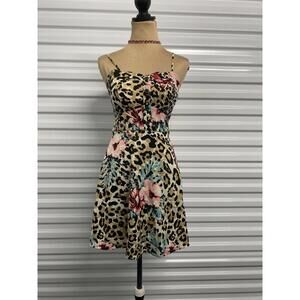 Y2k Leopard and Floral Print dress